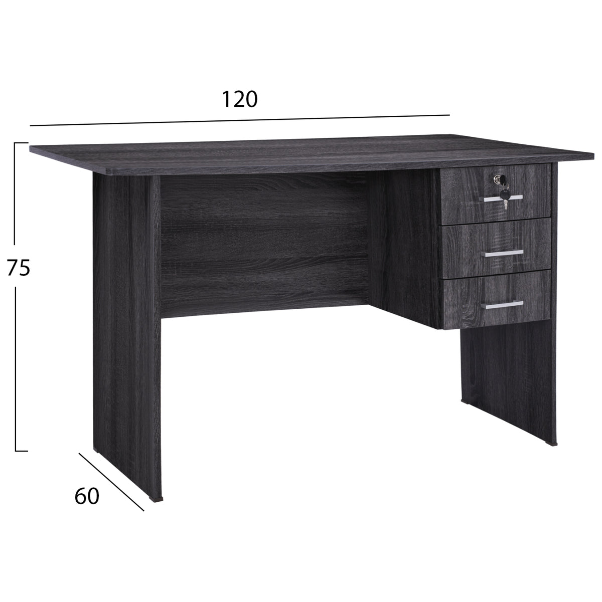 ΓΡΑΦΕΙΟ ΜΕ 3 ΣΥΡΤΑΡΙΑ HAYDEN HM2268.01 ΜΕΛΑΜΙΝΗ ΣΕ ΑΝΘΡΑΚΙ ΧΡΩΜΑ 120x60x75Υεκ
