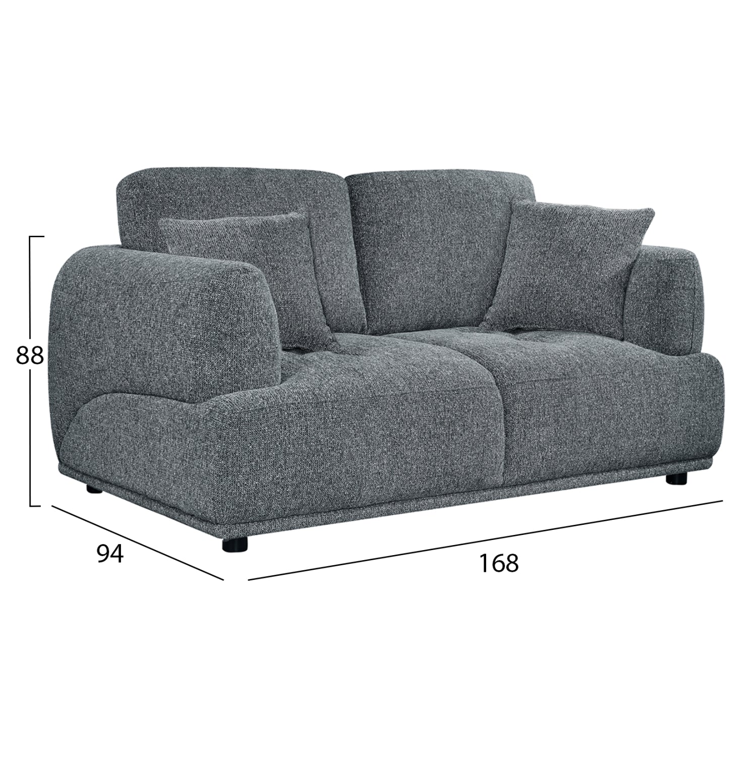 SOFA 2-SEATER STRUCTO HM3330.01 GREY FABRIC 168x94x88Hcm.