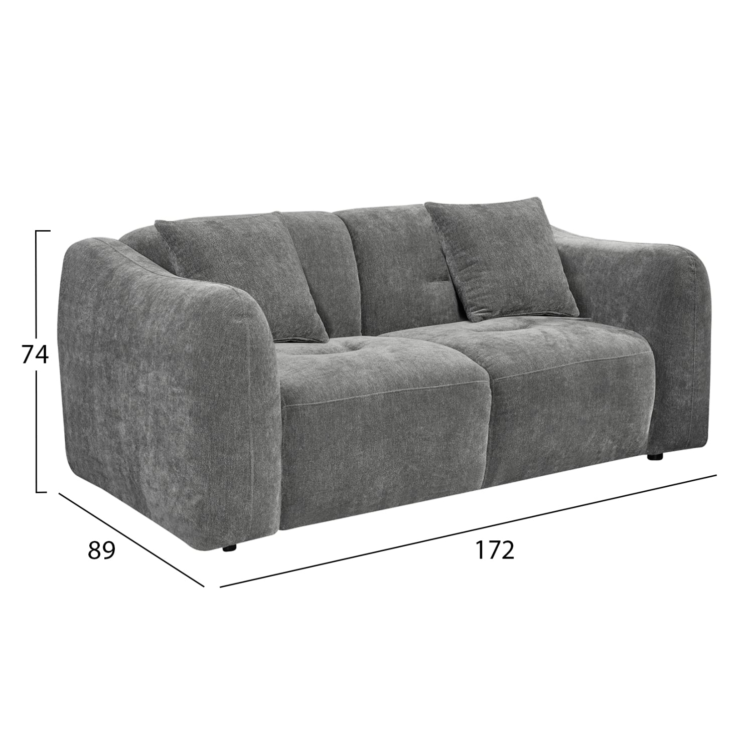 SOFA 2-SEATER JUNOA HM3334.01 GREY FABRIC 172x89x74Hcm.