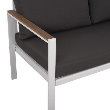 OUTDOOR 2-SEATER SOFA SAFIYA HM5523.01 ALUMINUM IN WHITE-ANTHRACITE CUSHIONS 144x70x85Hcm.