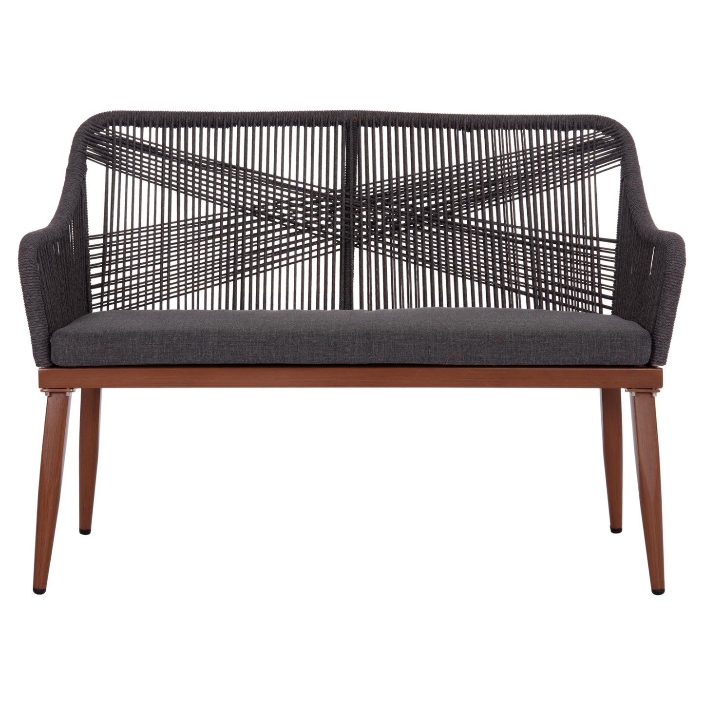 OUTDOOR SOFA 2-SEATER MYRTIA HM5550.11 ALUMINUM IN BROWN--P.E. ROPE IN ANTHRACITE 123x61x90Hcm.