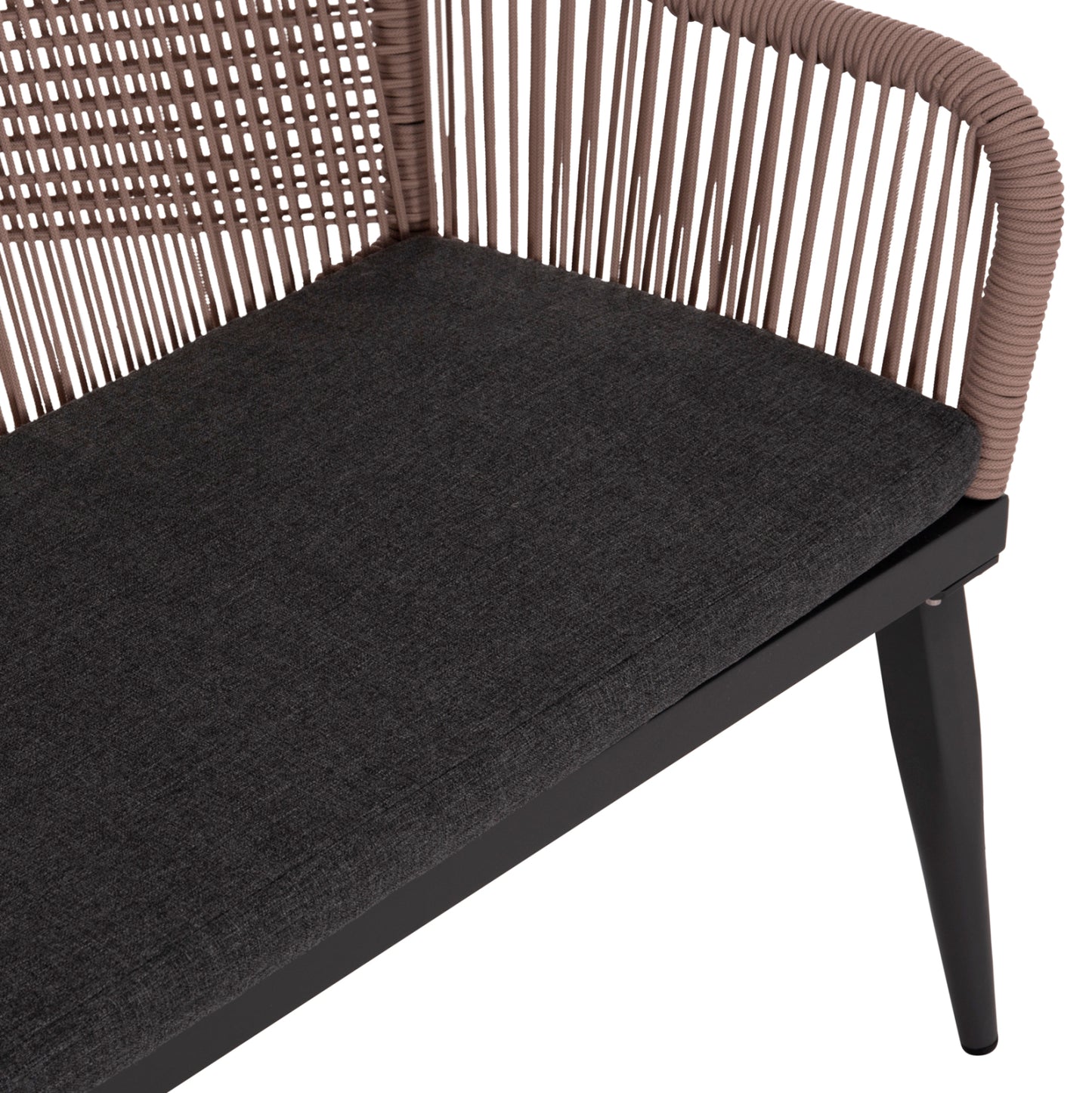 OUTDOOR SOFA 2-SEATER MYRTIA HM5550.12 ALUMINUM IN ANTHRACITE--TESLIN ROPE IN BEIGE 123x61x90Hcm.