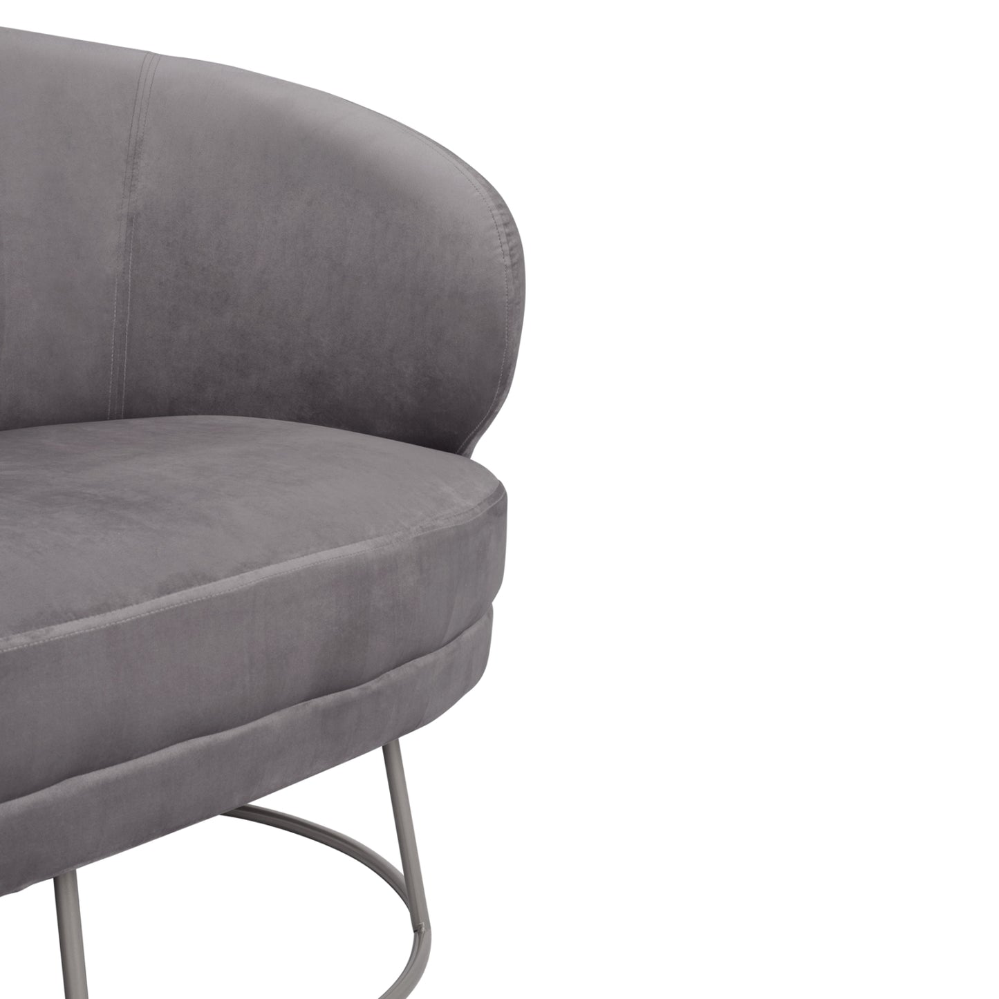 Sofa 2 seater Arien from velvet Grey with Silver Base HM8492.01 125Χ80Χ84cm
