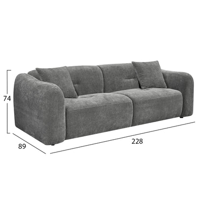 SOFA 3-SEATER JUNOA HM3333.01 GREY FABRIC 228x89x74Hcm.