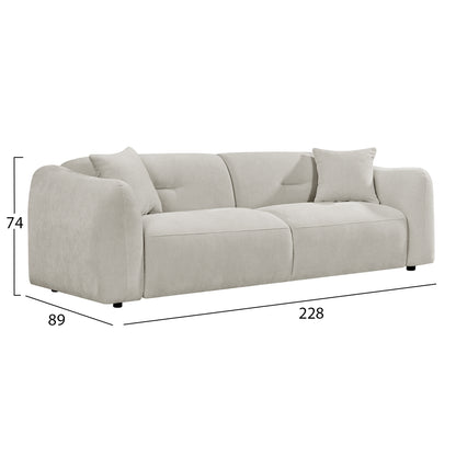 SOFA 3-SEATER JUNOA HM3333.02 ECRU FABRIC 228x89x74Hcm.