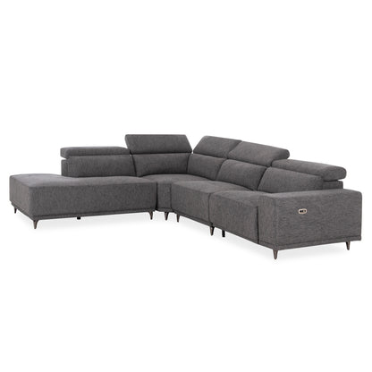 ΚΑΝΑΠΕΣ ΑΡΙΣΤΕΡΗ ΓΩΝΙΑ 5Θ ΜΕ RECLINE LUNARIS HM3316.01L ΓΚΡΙ ΥΦΑΣΜΑ 307x267x94Yεκ