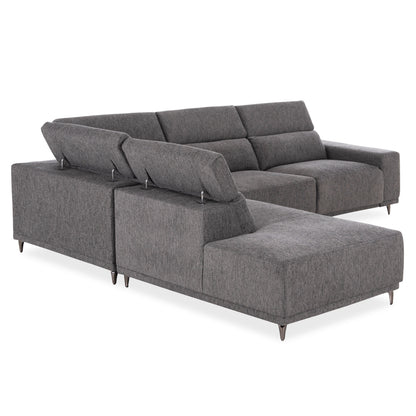 ΚΑΝΑΠΕΣ ΑΡΙΣΤΕΡΗ ΓΩΝΙΑ 5Θ ΜΕ RECLINE LUNARIS HM3316.01L ΓΚΡΙ ΥΦΑΣΜΑ 307x267x94Yεκ