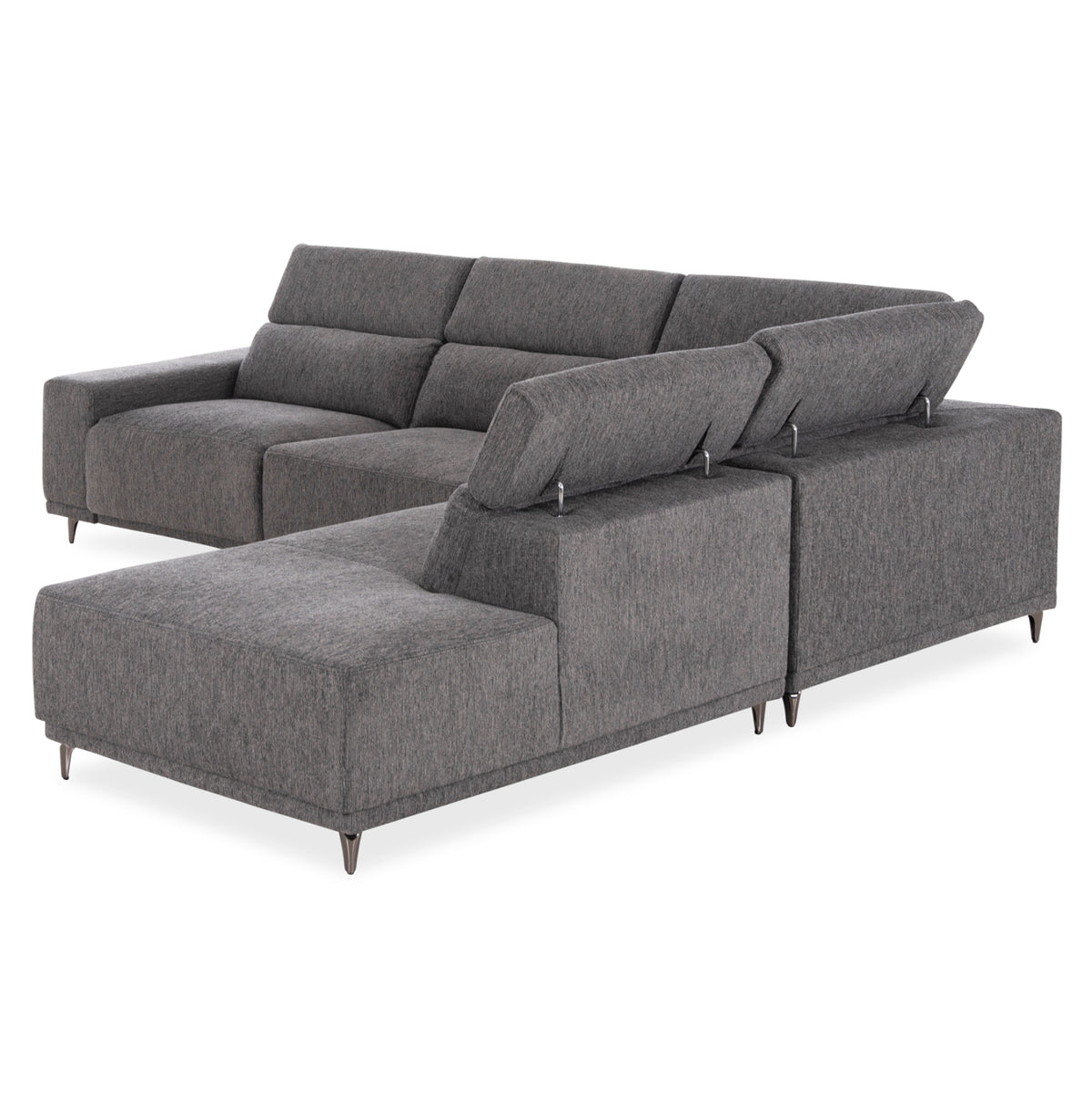 ΚΑΝΑΠΕΣ ΔΕΞΙΑ ΓΩΝΙΑ 5Θ ΜΕ RECLINE LUNARIS HM3316.01R ΓΚΡΙ ΥΦΑΣΜΑ 307x267x94Yεκ