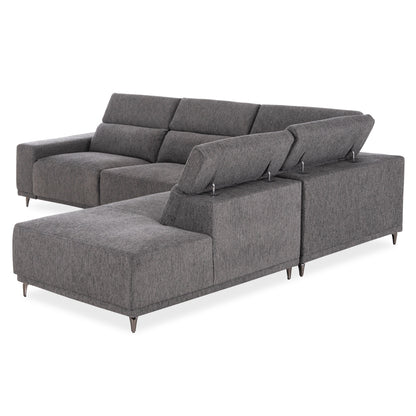 ΚΑΝΑΠΕΣ ΔΕΞΙΑ ΓΩΝΙΑ 5Θ ΜΕ RECLINE LUNARIS HM3316.01R ΓΚΡΙ ΥΦΑΣΜΑ 307x267x94Yεκ