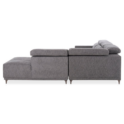 ΚΑΝΑΠΕΣ ΔΕΞΙΑ ΓΩΝΙΑ 5Θ ΜΕ RECLINE LUNARIS HM3316.01R ΓΚΡΙ ΥΦΑΣΜΑ 307x267x94Yεκ