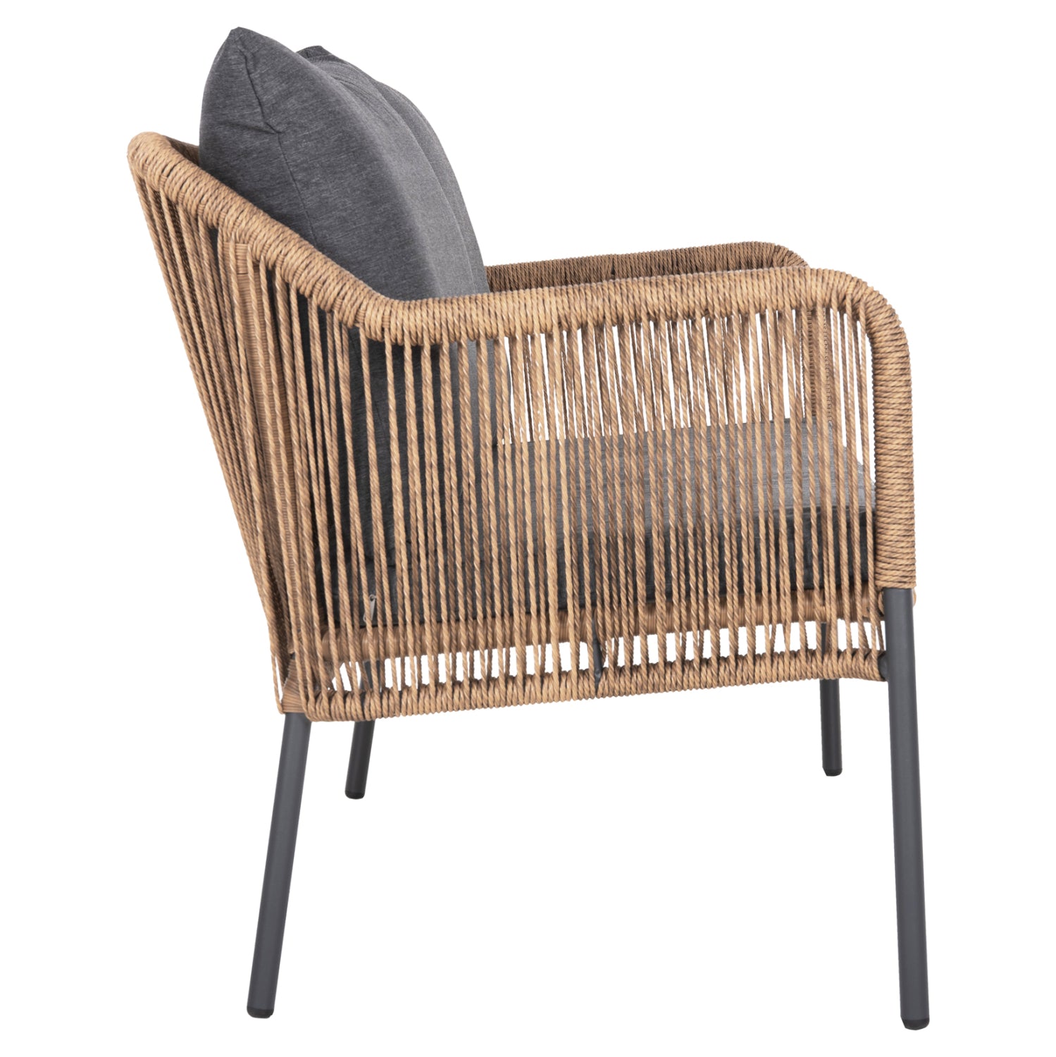 OUTDOOR 2-SEATER SOFA BAFFIN HM6054.03 ALUMINUM ANTHRACITE-PE RATTAN BEIGE-ANTHRACITE CUSHIONS