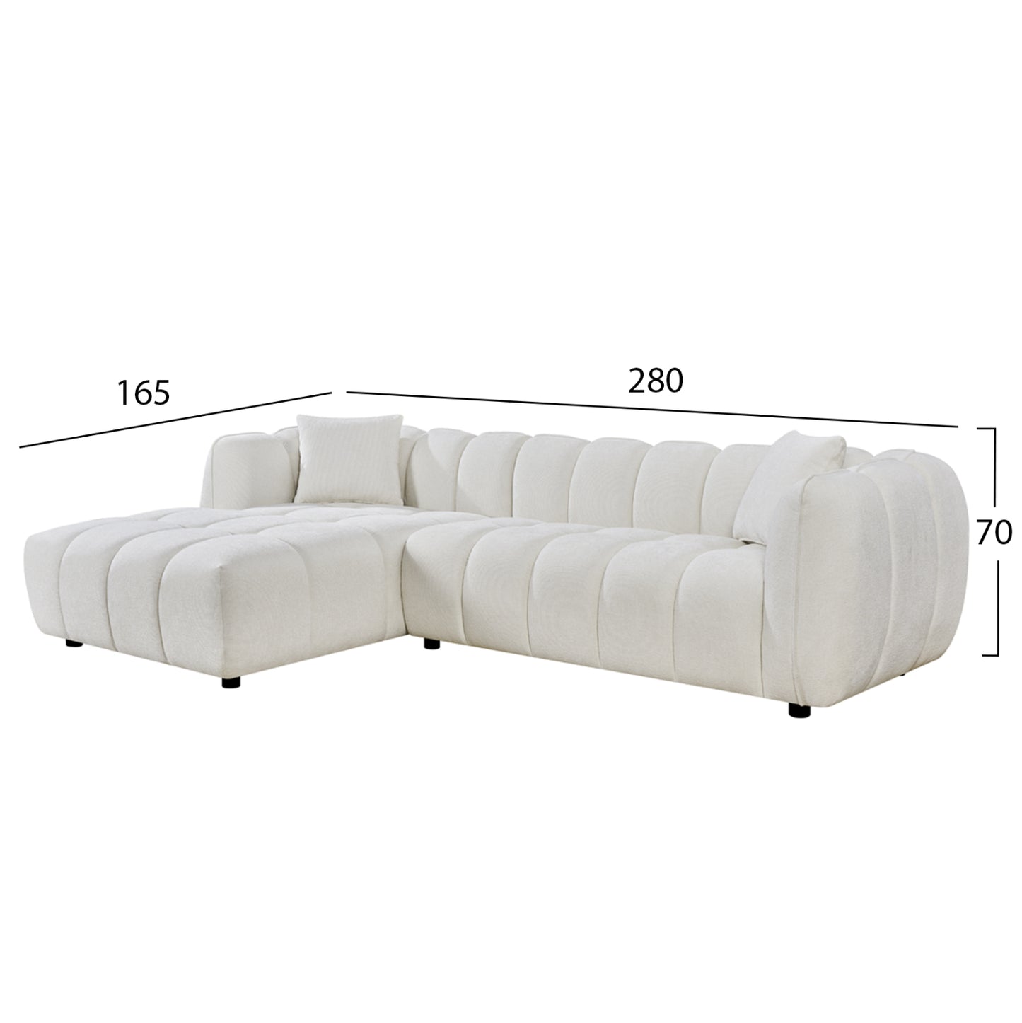 CORNER SOFA (LEFT) LYKKE HM3326.02L ECRU FABRIC 280x89-165(chaise)x70Hcm.