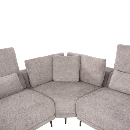 CORNER SOFA SYMMET HM3269.01 LIGHT GRAY FABRIC-GLOSSY ANTHRACITE LEGS 314x314x90-102Hcm.