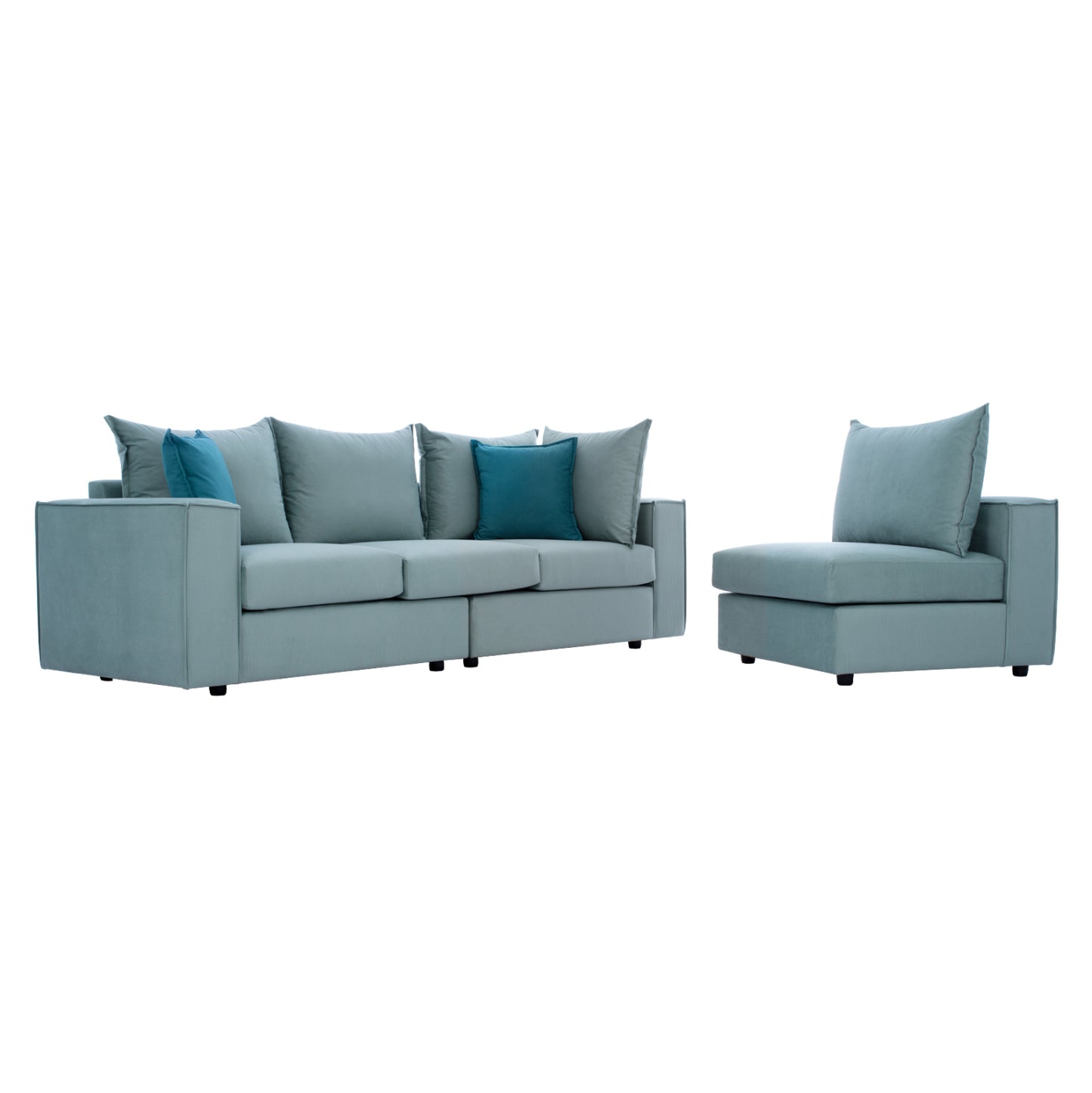 Corner Sofa “MONZA”, interchangeable, 3 pcs, pistachio green, stain-resistant, water-repellent