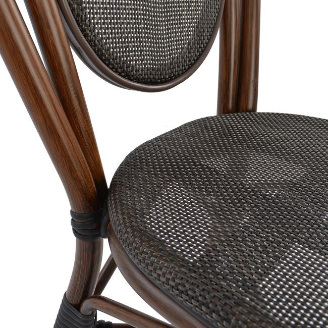 Aluminum Chair Bamboo Look Brown with Textline 40,5x56,5x89,5 cm HM5026