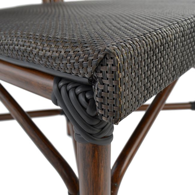 Aluminum Chair Bamboo Look Brown with Textline 40,5x56,5x89,5 cm HM5026