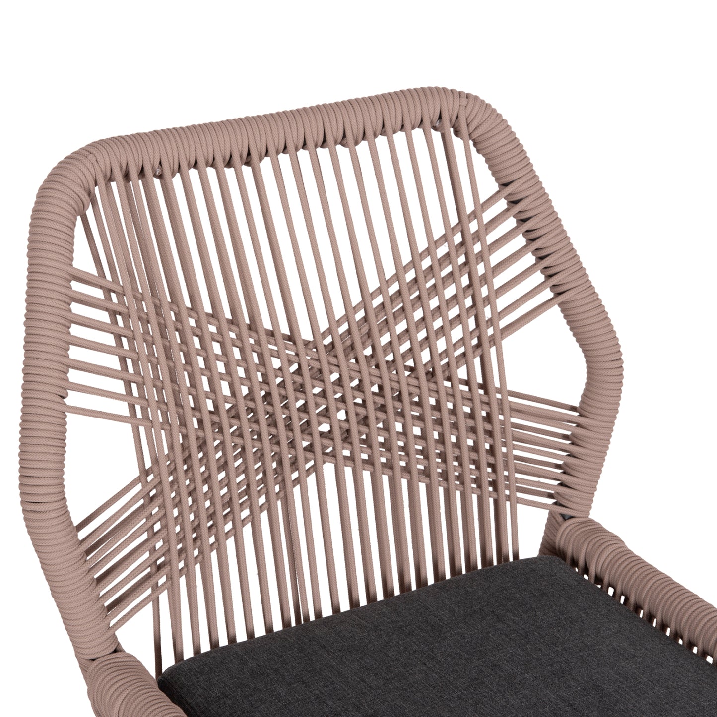 ALUMINUM DINING CHAIR HOWARD HM5547.12 DARK GREY FRAME--ROPE BEIGE & CUSHION IN DARK GREY 55.5x60x84.5Hcm.