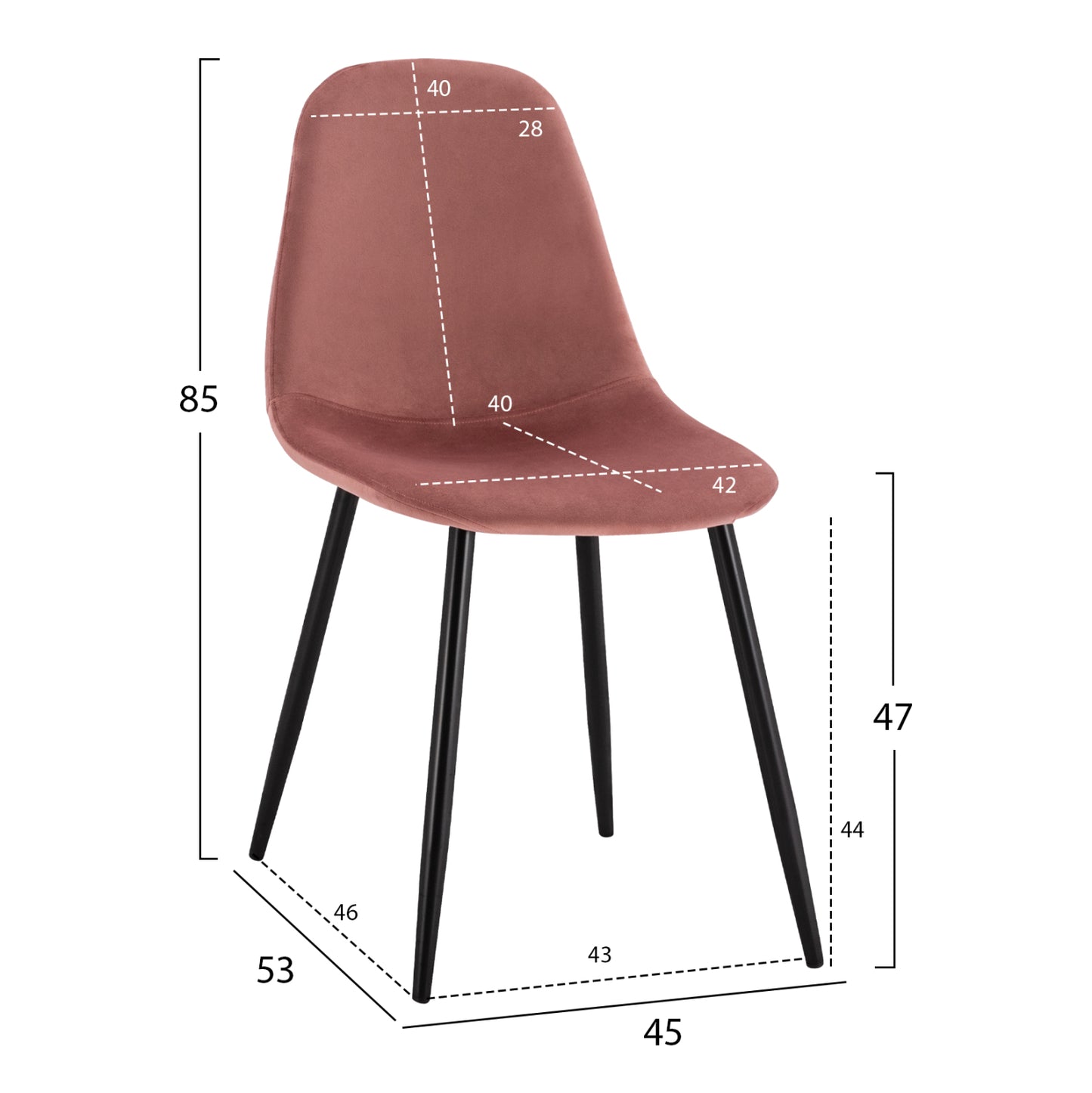 Dining Chair Leonardo Rotten apple velvet with metallic legs HM00100.02 45x53x85 cm.