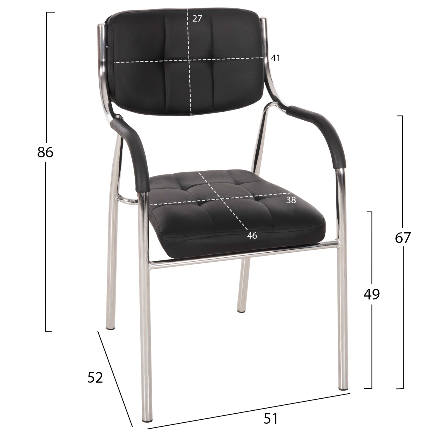 Conference office chair OBERON HM1018.01 Black PU 51x52x86Ηcm