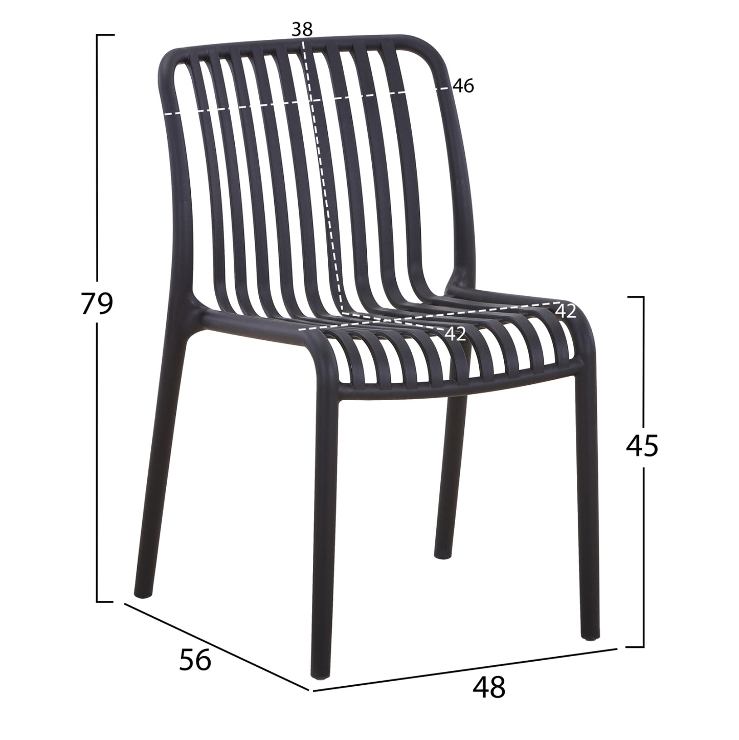 CHAIR OUTDOOR CONVEE HM6104.03 POLYPROPYLENE IN GREY 48x56x79Hcm.
