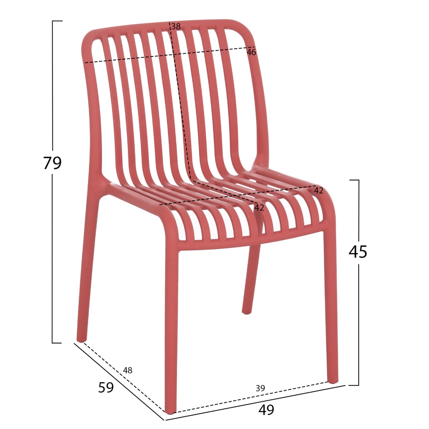 CHAIR OUTDOOR CONVEE HM6104.05 POLYPROPYLENE IN RED 48x56x79Hcm.