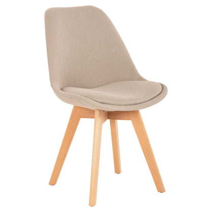 DINING CHAIR VEGAS HM0033.54 BEECH LEGS-BEIGE FABRIC 48Χ58Χ80H cm.