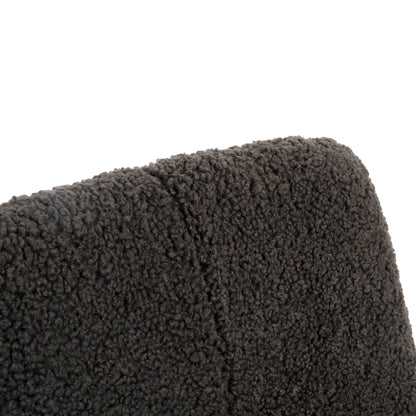 CHAIR SHELLY HM8590.01 TEDDY FABRIC IN GREY-BLACK METAL LEGS 48x64x87Hcm.