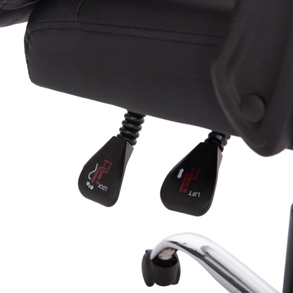 OFFICE CHAIR LAGOM HM1198 BLACK PVC-METAL CHROME BASE-BLACK FRAME 60x70x104Hcm.