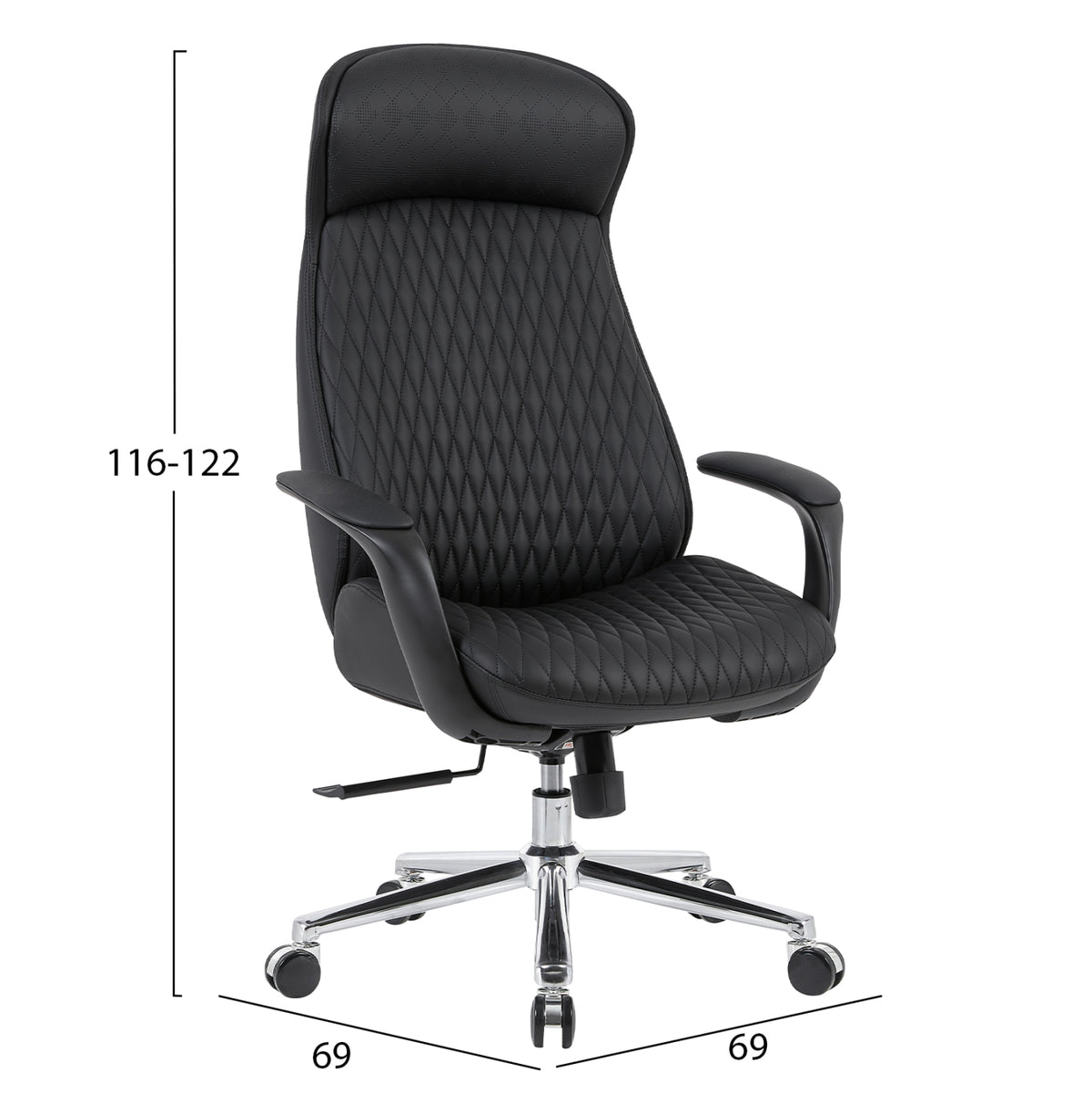 ΚΑΡΕΚΛΑ ΓΡΑΦΕΙΟΥ VELUM HM1233.01 ΜΑΥΡΟ PU--ΒΑΣΗ ΧΡΩΜΙΟΥ 71x69x116-122Υεκ.