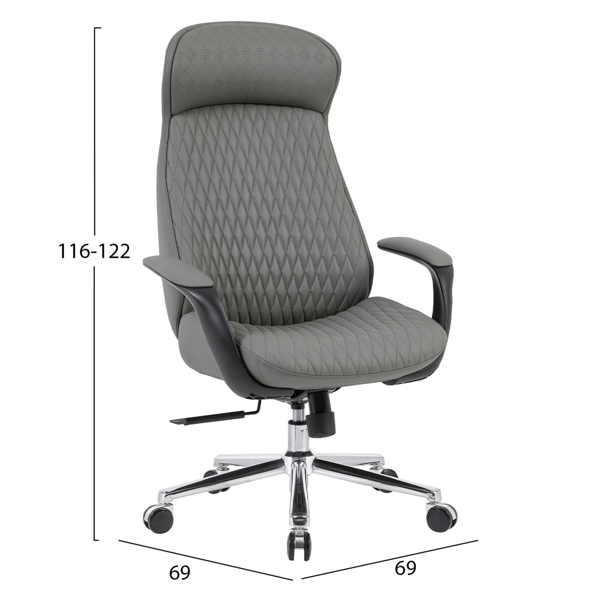 ΚΑΡΕΚΛΑ ΓΡΑΦΕΙΟΥ VELUM HM1233.10 ΓΚΡΙ PU--ΒΑΣΗ ΧΡΩΜΙΟΥ 71x69x116-122Υεκ.