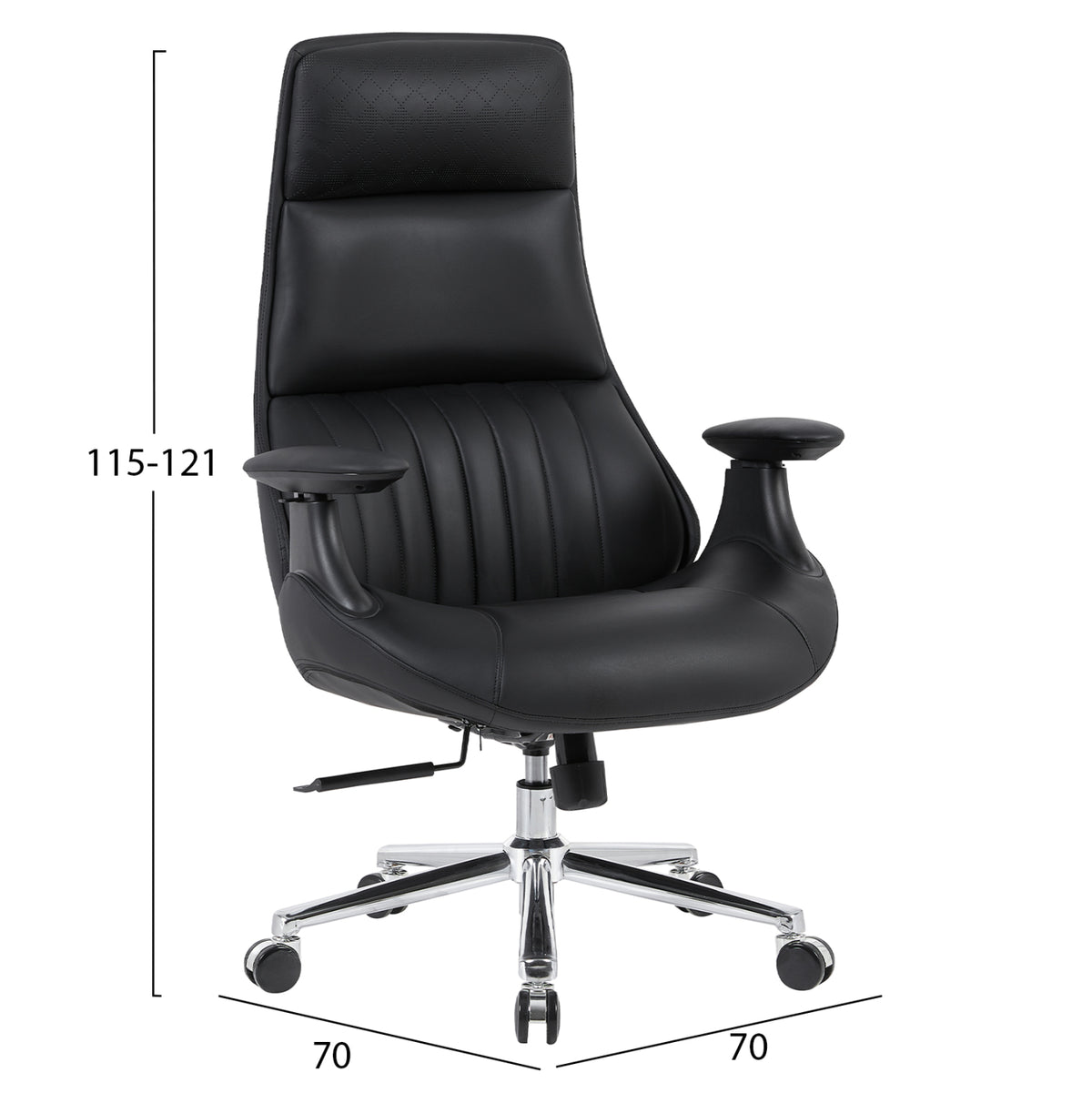 ΚΑΡΕΚΛΑ ΓΡΑΦΕΙΟΥ PULSE HM1234.01 ΜΑΥΡΟ PU--ΒΑΣΗ ΧΡΩΜΙΟΥ 73x70x115-121Υεκ.