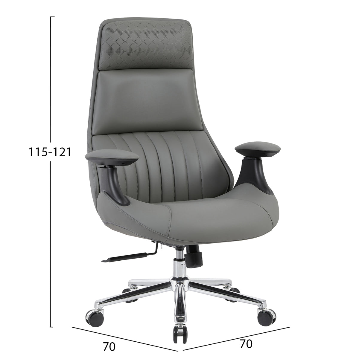 ΚΑΡΕΚΛΑ ΓΡΑΦΕΙΟΥ HM1234.10 ΓΚΡΙ PU--ΒΑΣΗ ΧΡΩΜΙΟΥ 73x70x115-121Υεκ.