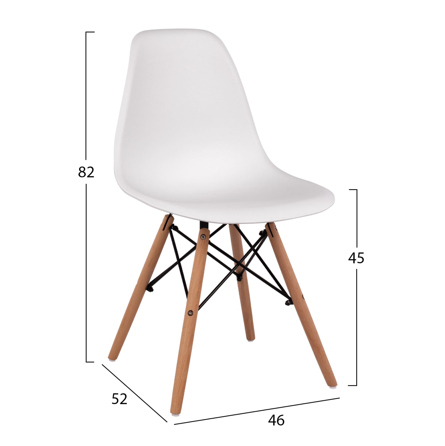 Chair with wooden legs and seat Twistn PP White HM8460.01 46x50x82 cm