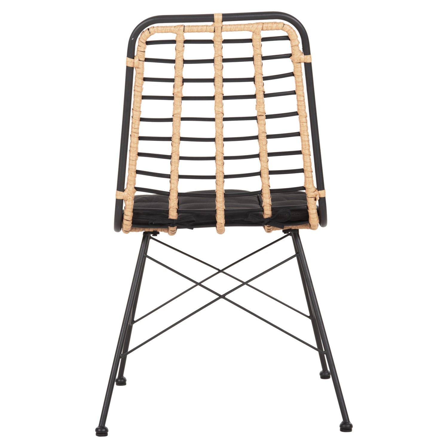 METALLIC DINING CHAIR ALLEGRA HM5691.11 WICKER IN BEIGE-BLACK 51x54x84Hcm.