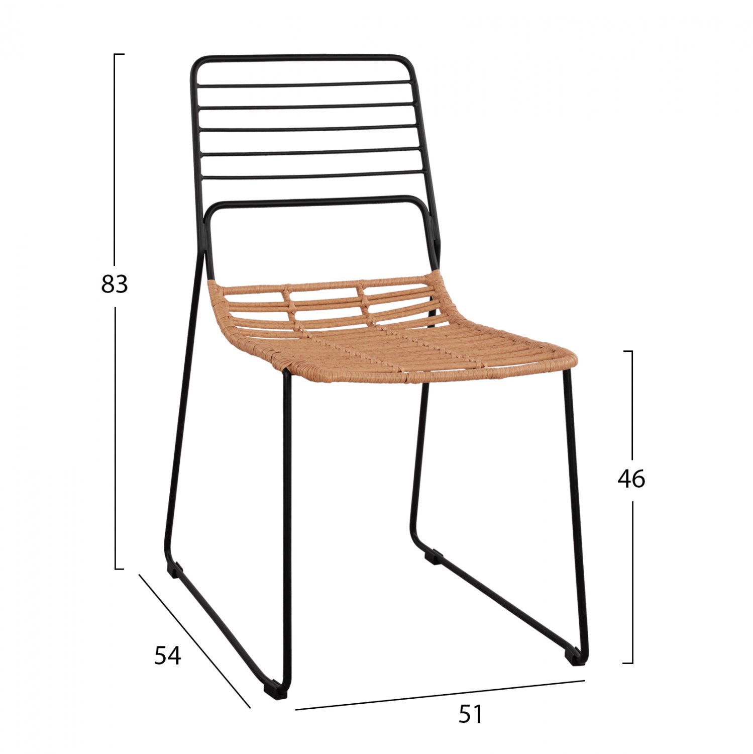 Metallic chair Allegra HM5694 with wicker beige 51x54x83cm