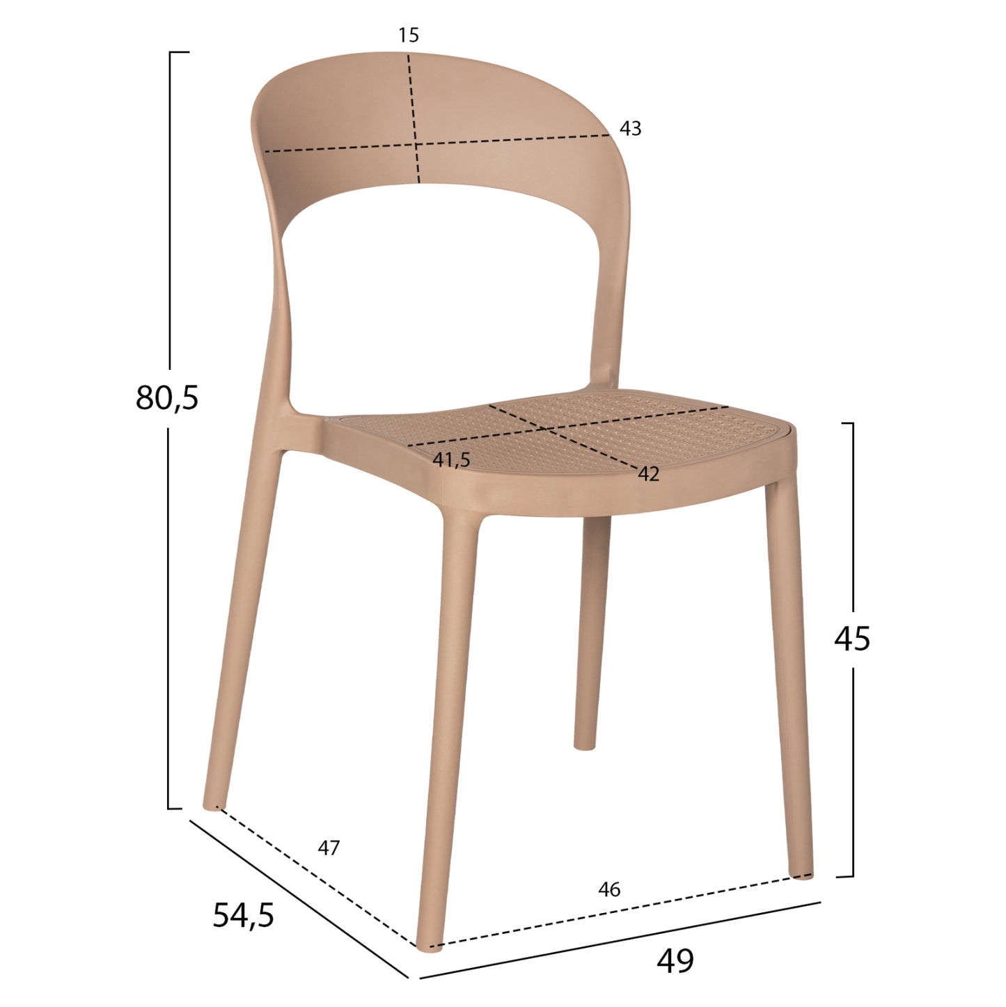 CHAIR POLYPROPYLENE CLEO HM5936.03 CAPPUCCINO 49x54,5x80,5Hcm.