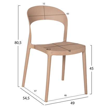 CHAIR POLYPROPYLENE CLEO HM5936.03 CAPPUCCINO 49x54,5x80,5Hcm.