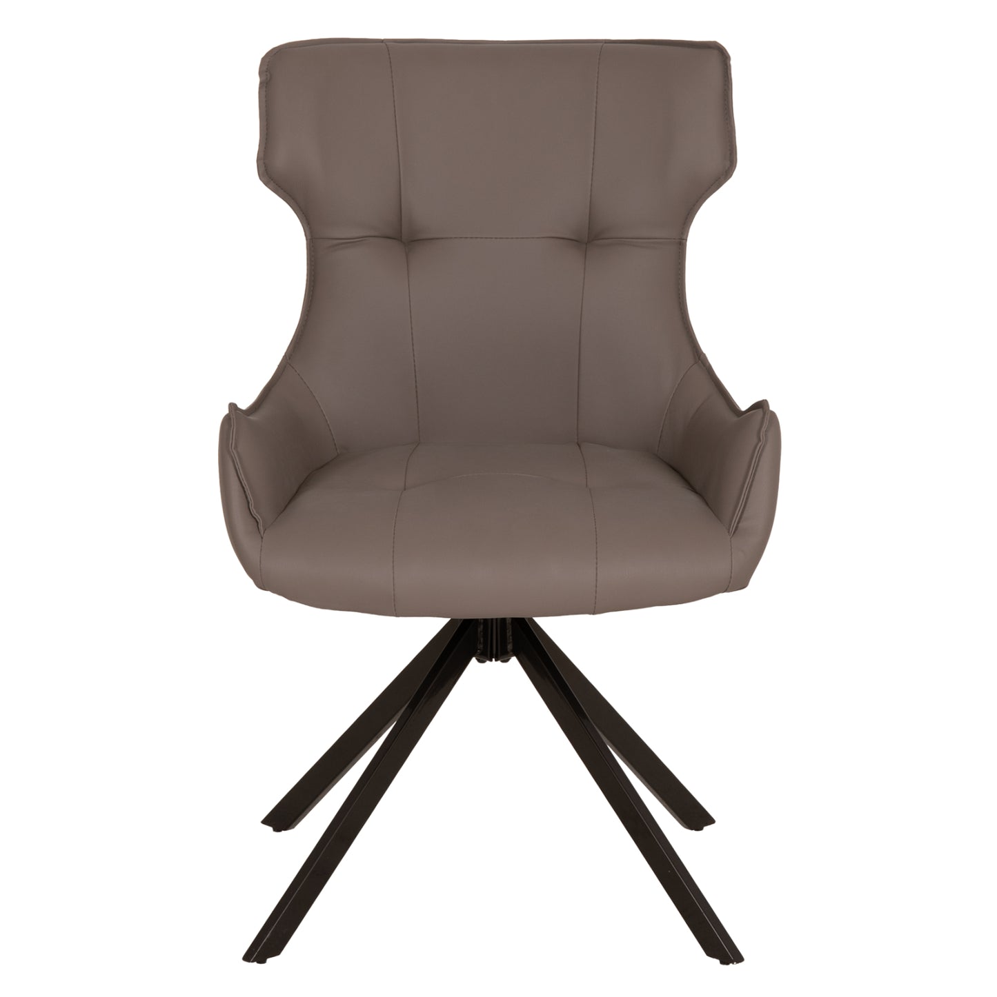 DINING CHAIR KIRA HM18412.01 PU LEATHER IN GREY--BLACK METAL LEGS 56x60x85Hcm