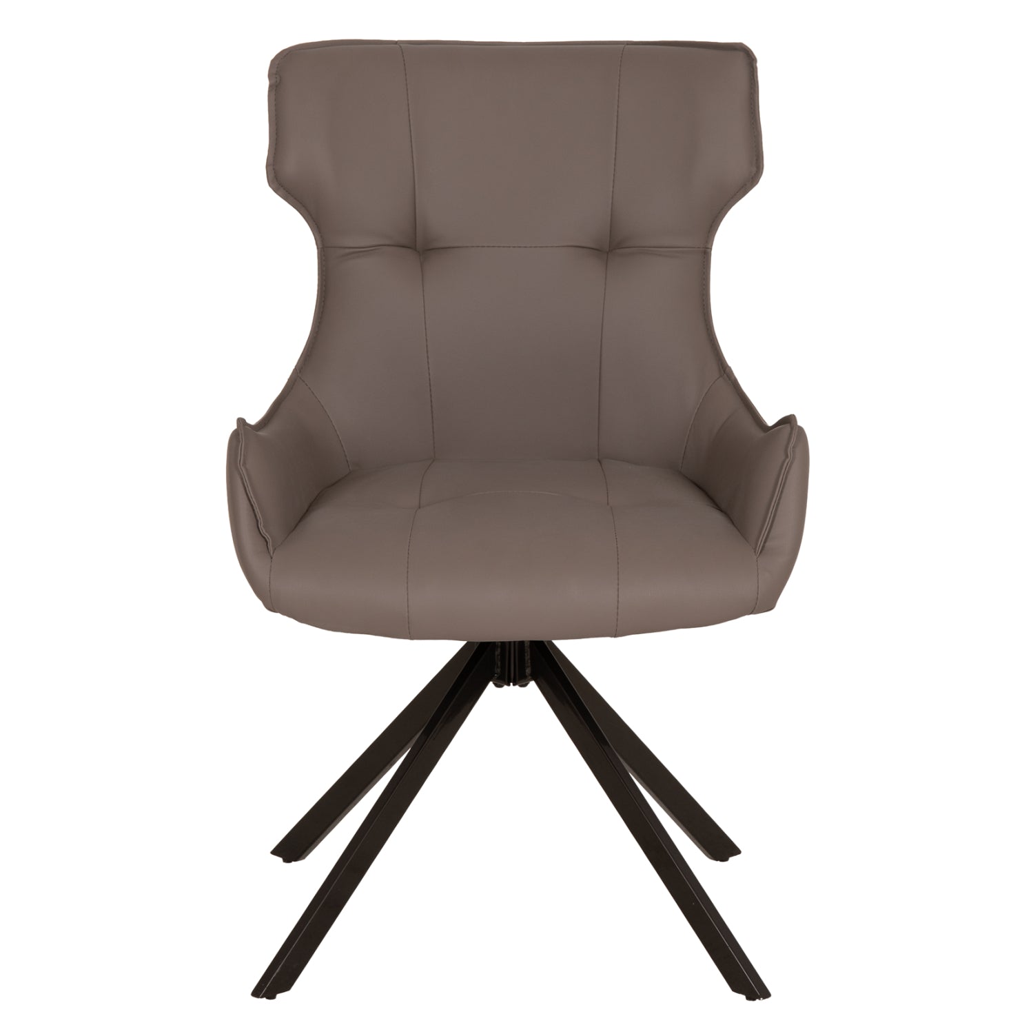 DINING CHAIR KIRA HM18412.01 PU LEATHER IN GREY--BLACK METAL LEGS 56x60x85Hcm