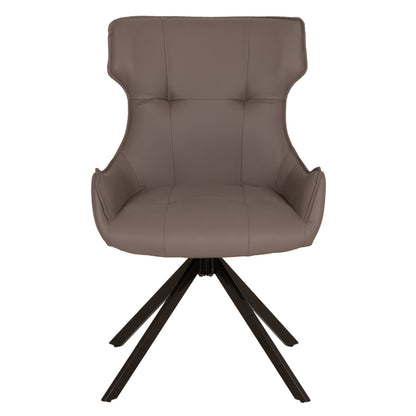 DINING CHAIR KIRA HM18412.01 PU LEATHER IN GREY--BLACK METAL LEGS 56x60x85Hcm