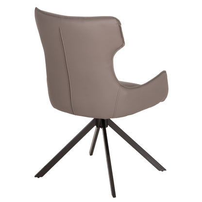 DINING CHAIR KIRA HM18412.01 PU LEATHER IN GREY--BLACK METAL LEGS 56x60x85Hcm