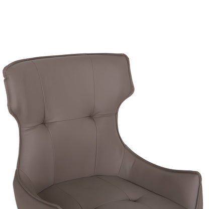 DINING CHAIR KIRA HM18412.01 PU LEATHER IN GREY--BLACK METAL LEGS 56x60x85Hcm