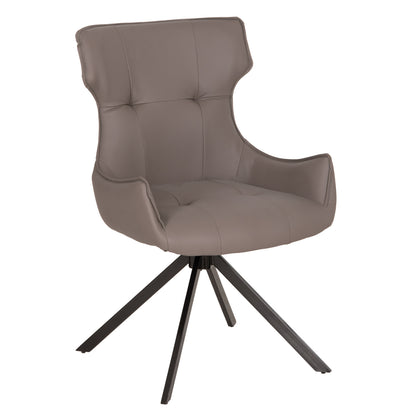 DINING CHAIR KIRA HM18412.01 PU LEATHER IN GREY--BLACK METAL LEGS 56x60x85Hcm