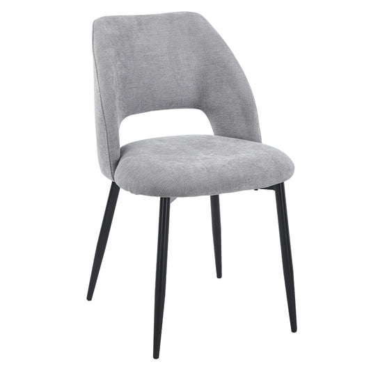 DINING CHAIR LAMETT HM18447.01 GREY FABRIC-METAL BLACK LEGS 51x58x82Hcm.