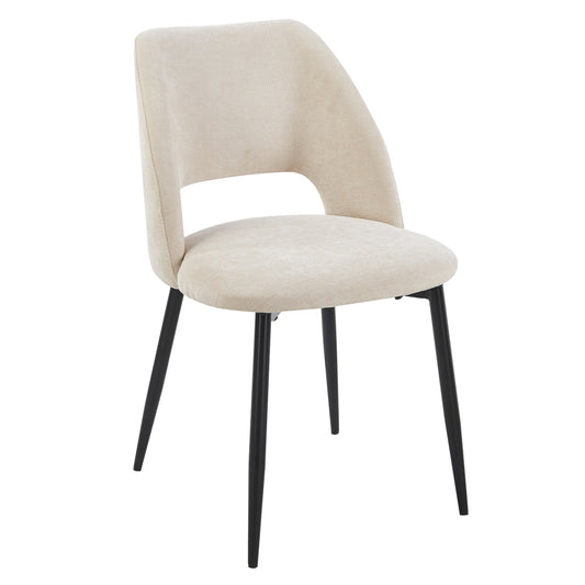 DINING CHAIR LAMETT HM18447.02 BEIGE FABRIC-METAL BLACK LEGS 51x58x82Hcm.