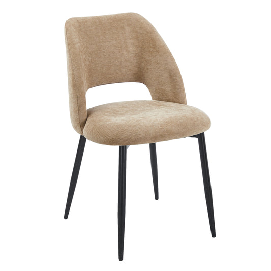 DINING CHAIR LAMETT HM18447.03 TAUPE FABRIC-METAL BLACK LEGS 51x58x82Hcm.