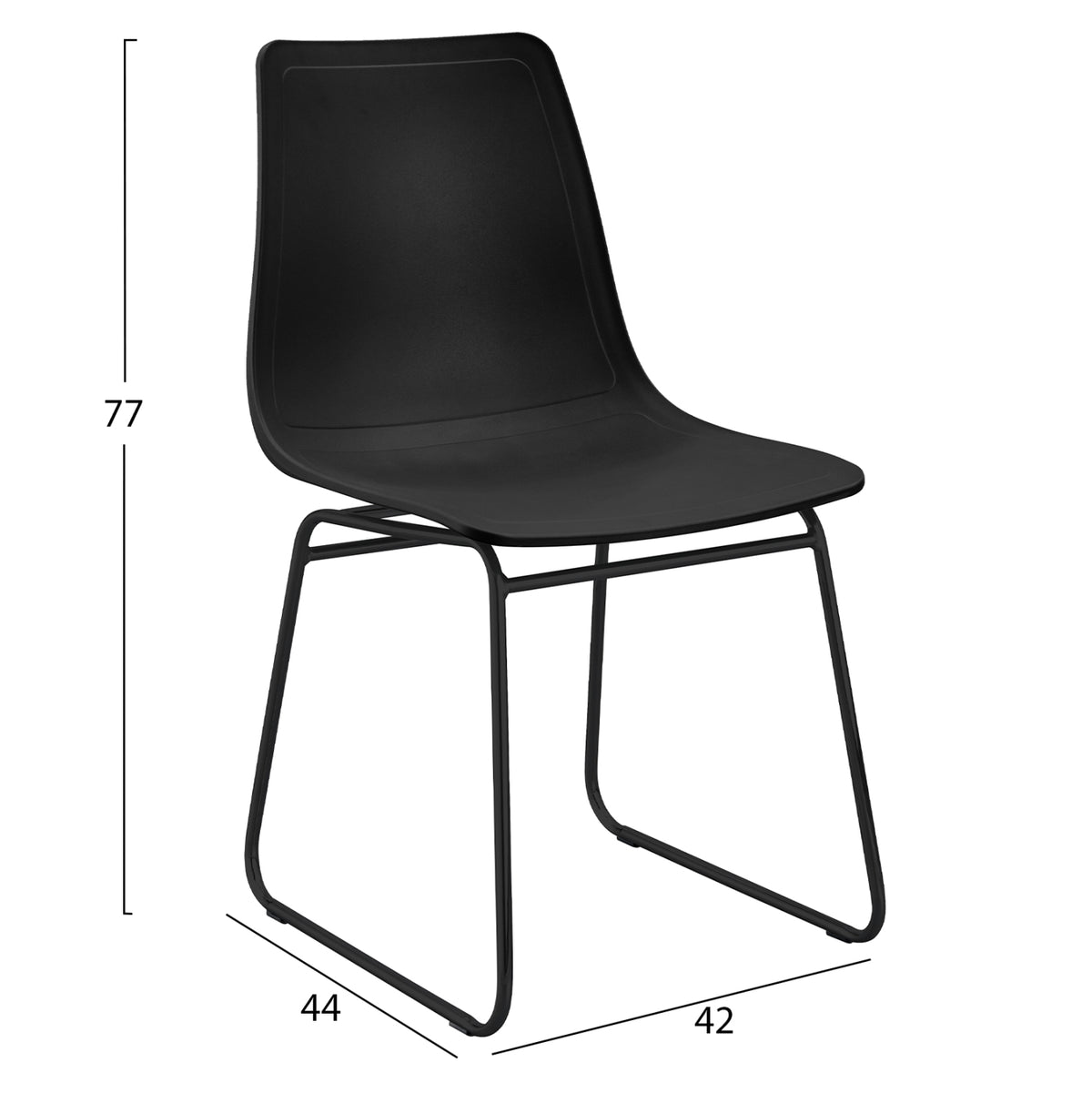 ΚΑΡΕΚΛΑ ΤΡΑΠΕΖΑΡΙΑΣ HYGGE HM18484.02 ΠΟΛΥΠΡΟΠΥΛΕΝΙΟ & ΜΕΤΑΛΛΟ ΣΕ ΜΑΥΡΟ 42x44x77Υεκ