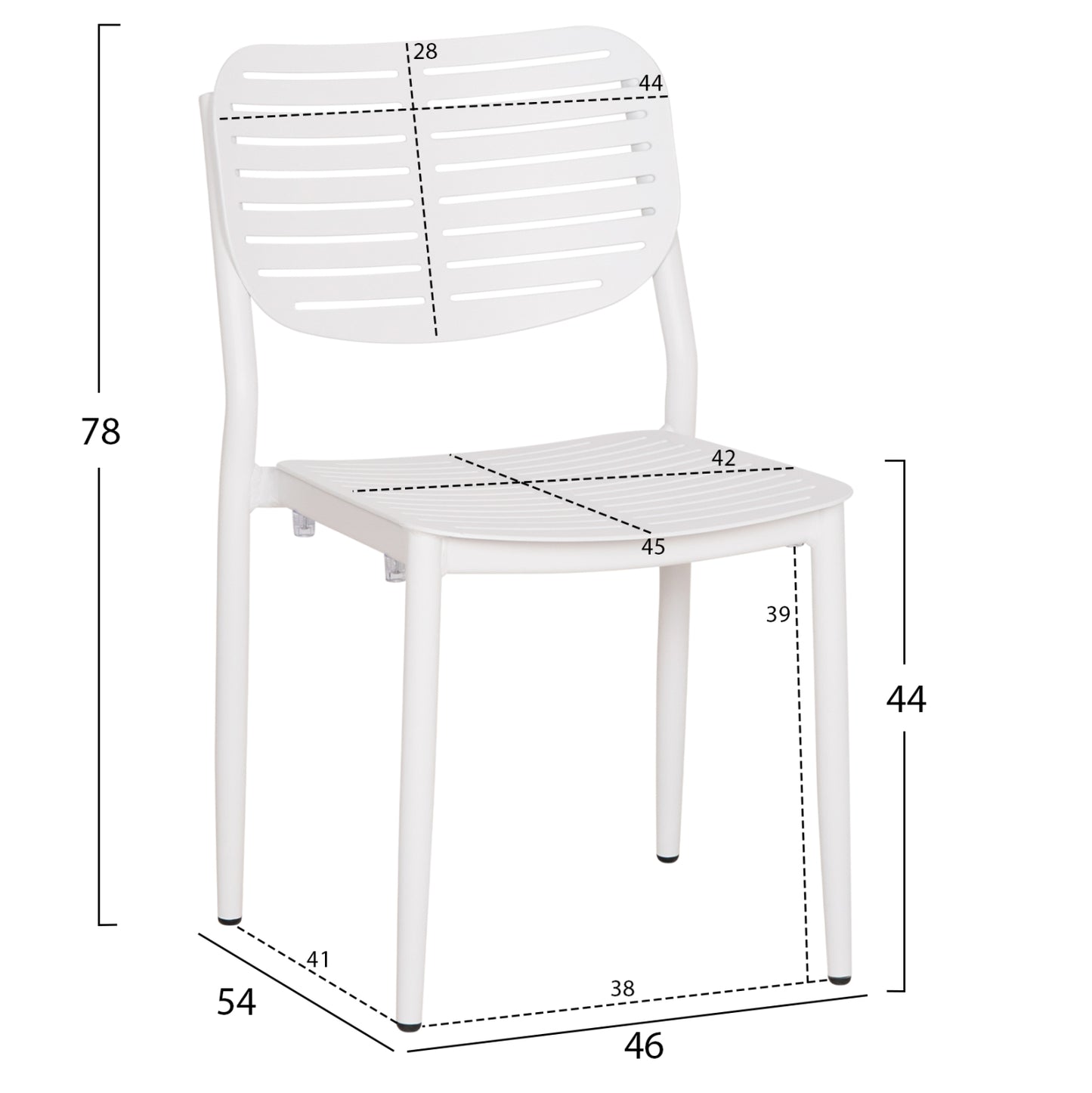 DINING CHAIR HILLIARD HM6645.02 ALUMINUM IN WHITE COLOR 46x54x78Hcm
