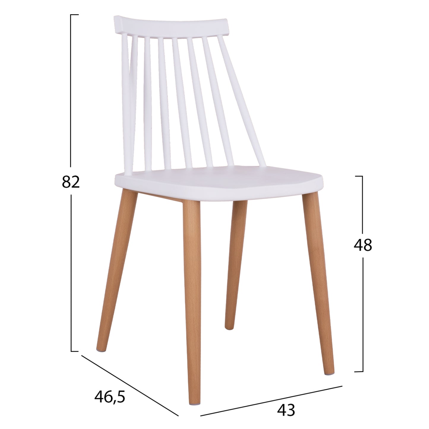 Dining chair HM8052.01 Vanessa White with metallic legs 43x46,5x82cm