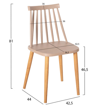 Dining chair HM8052.25 Vanessa Cappuccino with metallic legs 42.5x44x81H cm.